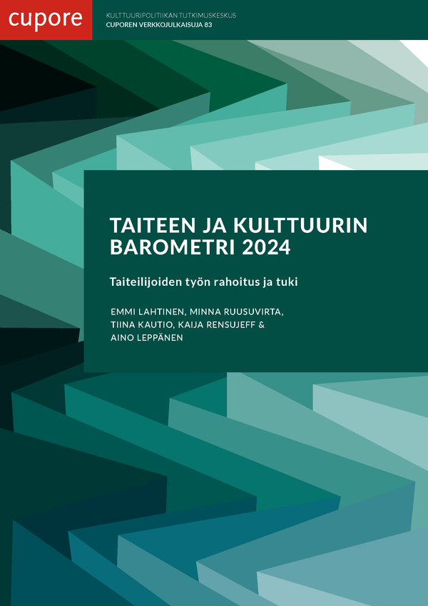 Kuvassa on julkaisun kanikuva missä lukee Taiteen ja kulttuurin barometri 2024