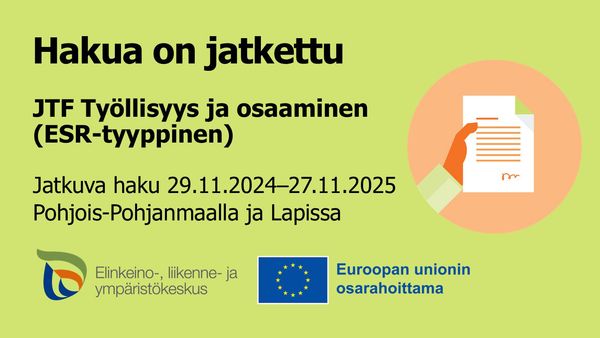JTF Työllisyys ja osaaminen (ESR-tyyppinen) jatkuva haku.