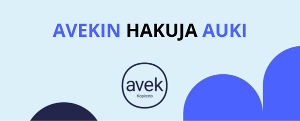 AVEKin hakuja auki. Avek/Kopiosto -logo.