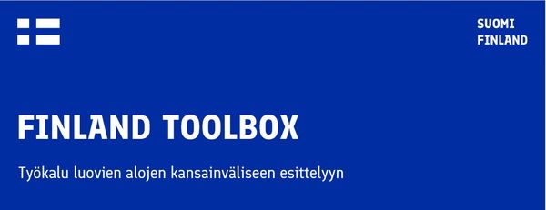 Suomen lippu. Suomi Finland. Finland toolbox. Työkalu luovien alojen kansainväliseen esittelyyn.