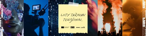 Fusion labs-hanke. Liity tarinan tekijöihin. Logot: Euroopan unioni osarahoittama, FusionsLabs,  Humak, Creve