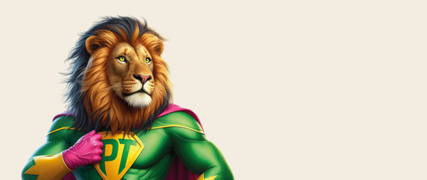 Tekoälyn luoma kuva leijonasta joka on sankarinviitassa