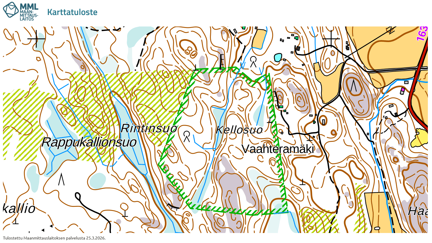 Maastokartta kellosuosta.
